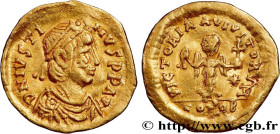 JUSTIN I
Type : Tremissis 
Date : 518-526 
Mint name / Town : Constantinople 
Metal : gold 
Millesimal fineness : 1000  ‰
Diameter : 15  mm
Orientatio...
