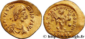 JUSTINIAN I
Type : Tremissis  
Date : 527-565 
Mint name / Town : Constantinople 
Metal : gold 
Millesimal fineness : 1000  ‰
Diameter : 15,5  mm
Orie...