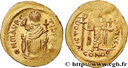 MAURICIUS TIBERIUS
Type : Solidus consulaire 
Date : 582-602 
Mint name / Town : Constantinople 
Metal : gold 
Millesimal fineness : 1.000  ‰
Diameter...