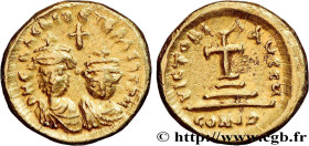 HERACLIUS and HERACLIUS CONSTANTINE
Type : Solidus 
Date : indiction 8 
Date : 614-615 
Mint name / Town : Carthage 
Metal : gold 
Millesimal fineness...