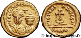 HERACLIUS and HERACLIUS CONSTANTINE
Type : Solidus 
Date : indiction 8 
Date : 617-618 
Mint name / Town : Carthage 
Metal : gold 
Millesimal fineness...