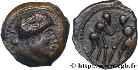 TURONES (Area of Touraine)
Type : Bronze aux lutteurs, KARIQA au revers 
Date : c. 70-50 BC 
Metal : bronze 
Diameter : 16,5  mm
Orientation dies : 11...