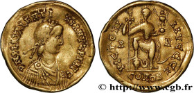 VALENTINIAN III
Type : Solidus 
Date : 425-426 
Metal : gold 
Diameter : 20,5  mm
Orientation dies : 6  h.
Weight : 4,28  g.
Rarity : R2 
Obverse lege...