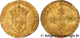CHARLES IX
Type : Écu d'or au soleil, 1er type 
Date : 1562 
Mint name / Town : Rouen 
Quantity minted : 35500 
Metal : gold 
Millesimal fineness : 95...