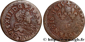LOUIS XIII
Type : Denier tournois de Navarre 
Date : 1635 
Mint name / Town : Saint-Palais 
Metal : copper 
Diameter : 16,5  mm
Orientation dies : 6  ...