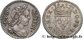 LOUIS XIV "THE SUN KING"
Type : Quarante-huitième d’écu à la mèche courte 
Date : 1644 
Mint name / Town : Paris 
Metal : silver 
Millesimal fineness ...