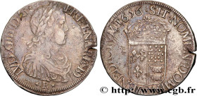 LOUIS XIV "THE SUN KING"
Type : Écu à la mèche longue de Béarn 
Date : 1656 
Mint name / Town : Pau 
Metal : silver 
Millesimal fineness : 917  ‰
Diam...