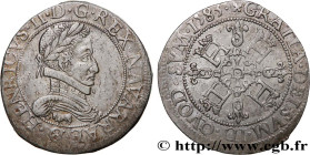 NAVARRE-BEARN - HENRY III
Type : Franc 
Date : 1583 
Mint name / Town : Pau 
Metal : silver 
Diameter : 34,5  mm
Orientation dies : 11  h.
Weight : 13...