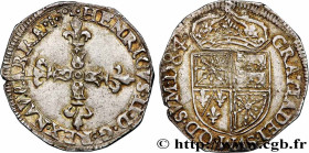 NAVARRE-BEARN - HENRY III
Type : Quart d’écu 
Date : 1584 
Mint name / Town : Morlaàs 
Metal : silver 
Diameter : 29  mm
Orientation dies : 7  h.
Weig...