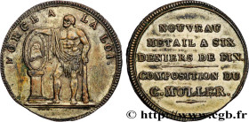 DIRECTOIRE
Type : Essai de monnaie de Muller 
Date : 1795 
Metal : billon 
Millesimal fineness : 500  ‰
Diameter : 26,5  mm
Orientation dies : 12  h.
...