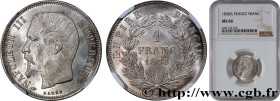 SECOND EMPIRE
Type : 1 franc Napoléon III, tête nue 
Date : 1858 
Mint name / Town : Paris 
Quantity minted : 5604142 
Metal : silver 
Millesimal fine...
