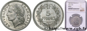 PROVISIONAL GOVERNEMENT OF THE FRENCH REPUBLIC
Type : Essai de 5 francs Lavrillier, aluminium 
Date : 1945 
Mint name / Town : Paris 
Quantity minted ...