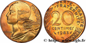 V REPUBLIC
Type : 20 centimes Marianne, frappe fautée sur flan de 10 centimes Marianne 
Date : 1983 
Mint name / Town : Pessac 
Quantity minted : --- ...