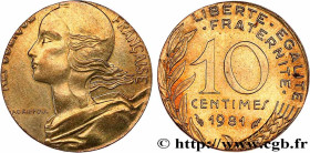 V REPUBLIC
Type : 10 centimes Marianne, fautée frappée sur un flan de 5 centimes 
Date : 1981 
Mint name / Town : Pessac 
Quantity minted : --- 
Metal...