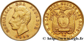 ECUADOR
Type : 10 Sucres Antonio Jose de Sucre / blason 
Date : 1899 
Mint name / Town : Birmingham 
Quantity minted : 50000 
Metal : gold 
Millesimal...