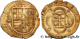 SPAIN - KINGDOM OF SPAIN - PHILIP II
Type : 4 Escudos 
Date : n.d. 
Mint name / Town : Séville 
Metal : gold 
Diameter : 28  mm
Orientation dies : 9  ...