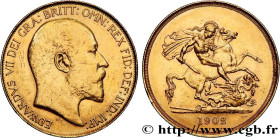 GREAT-BRITAIN - EDWARD VII
Type : 5 Pounds (cinq souverains) 
Date : 1902 
Mint name / Town : Londres 
Quantity minted : 35000 
Metal : gold 
Millesim...