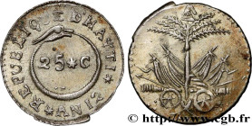 HAITI
Type : 25 Centimes an 12 
Date : (1815) 
Quantity minted : - 
Metal : silver 
Diameter : 20  mm
Orientation dies : 7  h.
Weight : 2,10  g.
Edge ...