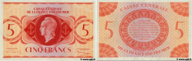 Country : FRENCH EQUATORIAL AFRICA 
Face Value : 5 Francs 
Date : (1943) 
Period/Province/Bank : Caisse Centrale de la France d'Outre-Mer 
Catalogue r...