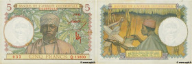 Country : FRENCH WEST AFRICA (1895-1958) 
Face Value : 5 Francs 
Date : 02 mars 1943 
Period/Province/Bank : Banque de l'Afrique Occidentale 
Catalogu...