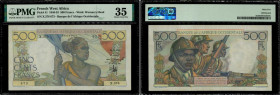 Country : FRENCH WEST AFRICA (1895-1958) 
Face Value : 500 Francs 
Date : 24 novembre 1948 
Period/Province/Bank : Banque de l'Afrique Occidentale 
Ca...