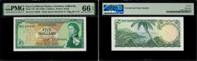 Country : CARIBBEAN  
Face Value : 5 Dollars 
Date : (1965) 
Period/Province/Bank : East Caribbean Currency Authority 
Catalogue reference : P.14h 
Al...