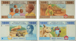 Country : CENTRAL AFRICAN STATES 
Face Value : 500 et 1000 Francs Lot 
Date : 2002 
Period/Province/Bank : B.E.A.C. 
Department : Gabon 
Catalogue ref...
