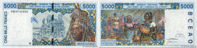 Country : WEST AFRICAN STATES 
Face Value : 5000 Francs 
Date : 1998 
Period/Province/Bank : B.C.E.A.O. 
Department : Bénin 
Catalogue reference : P.2...