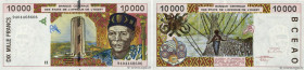 Country : WEST AFRICAN STATES 
Face Value : 10000 Francs 
Date : 1994 
Period/Province/Bank : B.C.E.A.O. 
Department : Niger 
Catalogue reference : P....