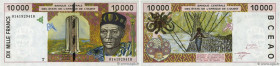 Country : WEST AFRICAN STATES 
Face Value : 10000 Francs 
Date : 2001 
Period/Province/Bank : B.C.E.A.O. 
Department : Togo 
Catalogue reference : P.8...