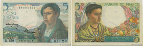 Country : FRANCE 
Face Value : 5 Francs BERGER 
Date : 30 octobre 1947 
Period/Province/Bank : Banque de France, XXe siècle 
Catalogue reference : F.0...