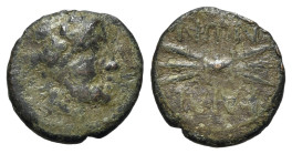 Italy, Southern Apulia, Caelia, c. 220-150 BC. Æ Uncia (16mm, 2.01g, 5h). Laureate head of Zeus r. R/ Thunderbolt. HNItaly 769. Fine