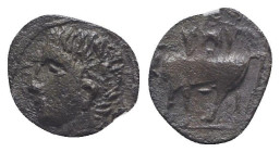 Sicily, Panormos as Ziz, c. 405-380 BC. AR Litra (8mm, 0.39g, 9h). Male head l. R/ Man-headed bull standing l. SNG ANS 551; HGC 2, 1047. Near VF