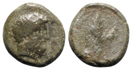 Sicily, Syracuse, c. 339/8-334 BC. Æ Hemidrachm (24mm, 13.96g, 6h). Laureate head of Zeus Eleutherios r. R/ Upright thunderbolt; to r., eagle standing...
