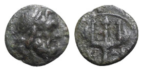 Sicily, Syracuse, c. 214-200 BC. Æ (12mm, 1.52g, 6h). Diademed head of Poseidon r. R/ Ornamented trident head. CNS II 209; HGC 2, 1526. Good Fine - ne...