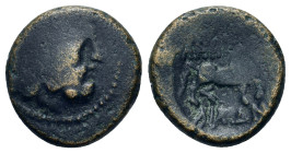 Macedon, Amphipolis, c. 187-168/7 BC. Æ (17,7mm, 5.44g). Head of Poseidon r. R/ Horse prancing r. SNG ANS 123-9; SNG Copenhagen 64-7.