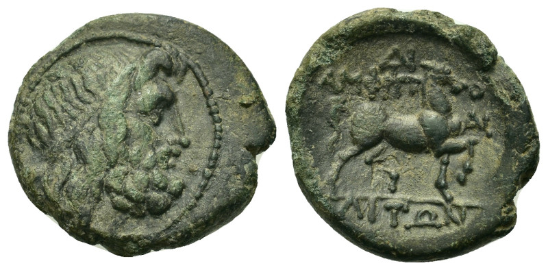 Macedon, Amphipolis. .187-31. Æ (21mm 5,38g.) Diademed head of Philip II right. ...
