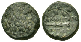 Macedon. Amphipolis. c. 187-168/7 BC. Æ (16,5mm, 6,00g). Head of Philip II to right. R/ AMΦΙΠO/ΛITΩN Club; monogram below; the whole within oak wreath...