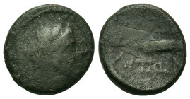 Macedon, Amphipolis, after 148 BC. Æ (15,9mm, 3.88g). Head of Demeter r., wreathed with grain. R/ Grain ear. HGC 3.1, 434.