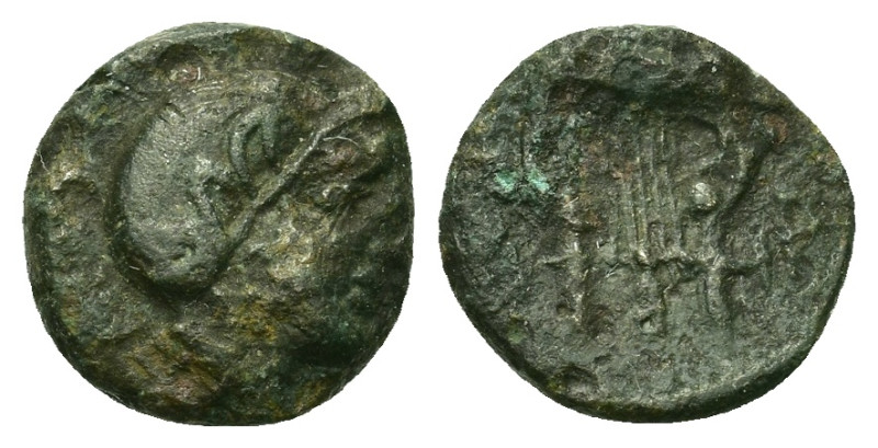 Macedon, Bottice(?), c. 400-348 BC. Æ (10,5mm, 1.16g). Laureate head of Apollo r...