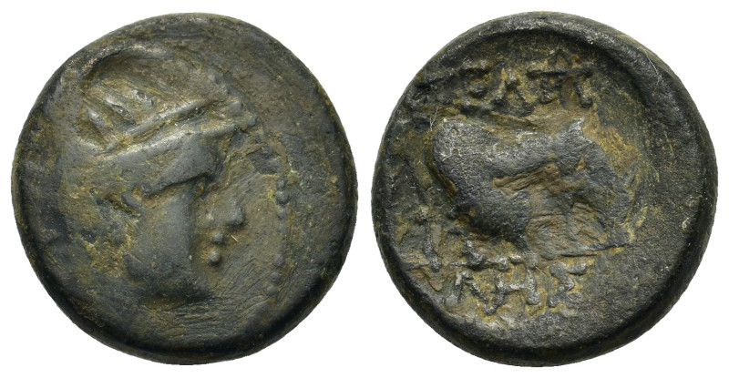 Macedon, Pella, c. 187-168 BC. Æ (17,6mm, 6.05g). Helmeted head of Athena r. R/ ...