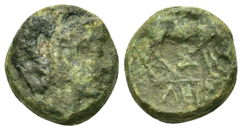 Macedon, Pella, c. 187-168/7 B.C. Æ (14,7mm, 5.55g). Helmeted head of Athena r. ...