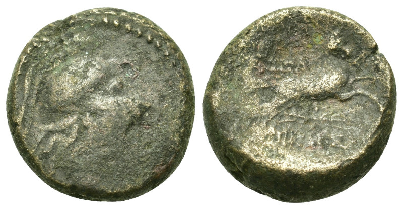 Macedon, Pella, c. 187-168/7 BC. Æ (17,4mm, 7g). Helmeted and draped bust of Ath...