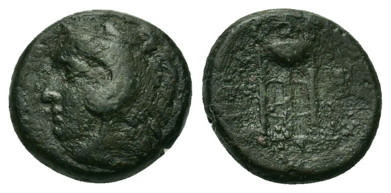 Macedon, Philippi, c. 356-345 BC. Æ (17mm, 6.7g). Head of Herakles l., wearing l...