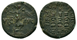 Macedon. Philippi. Pseudo-autonomous issue. Time of Claudius or Nero, 41-68. Æ Assarion (20mm, 5,33g.). VIC - AVG Victory standing to left on base, ho...
