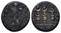 Macedon, Philippi. Pseudo-autonomous issue. Circa mid 1st century AD. Æ (17mm, 5.9g). Victory standing l. R/ Three signa. RPC I, 1651.