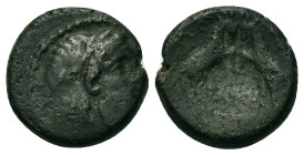 Macedon, Thessalonica, after 148 BC. Æ (19,7mm, 8.55g). Laureate head of Zeus r. R/ Two rampant goats confronting. HGC 3.1, 726.