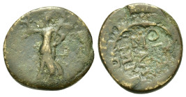 Macedon, Thessalonica. Pseudo-autonomous issue. Time of Nerva or Trajan (96-117). Æ (16mm, 2.84g). Nike standing l. R/ ΘECCAΛONIKEΩN in four lines wit...