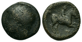 Kings of Macedon. Philip II (359-336 BC). Æ (16,8mm, 6.27). Uncertain Macedonian mint. Young male head l. R/ Youth on horseback r.; below, thunderbolt...