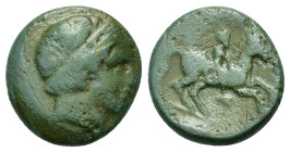 Kings of Macedon. Philip II (359-336 BC). Æ (17,3mm, 6.1g). Uncertain mint in Macedonia. Head of Apollo right, wearing taenia. R/ Nude youth on horseb...